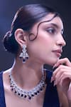 Buy_Nazaakat By Samara Singh_Blue Imitation Diamonds American Necklace And Earring Set _at_Aza_Fashions