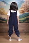 Shop_Petite Pomme_Navy Cotton Ribbons Jumpsuit And Tshirt Set _at_Aza_Fashions