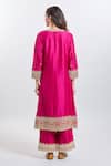 Shop_Sheetal Batra_Pink Embroidery Round Neck Shiza Hot Kurta Set _at_Aza_Fashions
