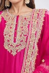 Sheetal Batra_Pink Embroidery Round Neck Shiza Hot Kurta Set _at_Aza_Fashions