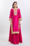 Sheetal Batra_Pink Embroidery Round Neck Hot Abbas Set _Online_at_Aza_Fashions