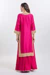 Shop_Sheetal Batra_Pink Embroidery Round Neck Hot Abbas Set _at_Aza_Fashions
