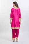 Shop_Sheetal Batra_Pink Embroidery Collared Rajak Hot Kurta Set _at_Aza_Fashions