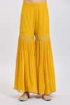 Shop_Sheetal Batra_Mustard Silk, Cotton Embroidery Round Neck Light Yellow Shamshul Kurta Set _Online_at_Aza_Fashions