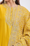 Sheetal Batra_Mustard Silk, Cotton Embroidery Round Neck Light Yellow Shamshul Kurta Set _at_Aza_Fashions