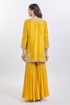 Shop_Sheetal Batra_Mustard Silk, Cotton Embroidery Round Neck Light Yellow Shamshul Kurta Set _at_Aza_Fashions