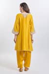 Shop_Sheetal Batra_Mustard Sequins, Embroidery Split V-neck Yellow Shamshul Kurta And Salwar Set _at_Aza_Fashions