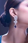Nazaakat By Samara Singh_Purple Violet American Diamond Earrings _at_Aza_Fashions