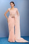 Buy_Sheetal Batra_Rose Gold Embroidery Sweetheart Neck Pink Mahila Saree Set _at_Aza_Fashions