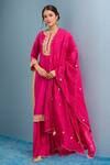 Buy_Sheetal Batra_Pink Embroidery Round Neck Hot Abbas Set _at_Aza_Fashions
