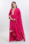 Buy_Sheetal Batra_Pink Embroidery Round Neck Hot Abbas Set 