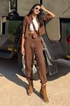 Shop_B'Infinite_Brown Cotton Collared Shirt And Joggers Set _Online