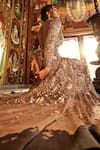 Shop_Sahil Kochhar_Gray Net Sequins, Beads Round Neck Designer Grey Embellished Gown _at_Aza_Fashions