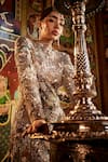 Buy_Sahil Kochhar_Gray Net Sequins, Beads Round Neck Designer Grey Embellished Gown _at_Aza_Fashions
