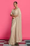 Buy_Priyanka Jain_Gold Georgette, Silk Sequins, Pearls, Splendor Dabka Saree With Blouse _Online_at_Aza_Fashions