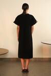 Shop_Somya Goyal_Black Viscose, Polyester, Spandex Round Neck Fish Gill Overlay Dress _at_Aza_Fashions