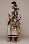 Shop_Ritu Kumar_Black Cotton, Silk V-neck Mono Floral Kaftan With Pant Co-ord Set _at_Aza_Fashions