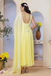 Shop_Label Priyanka Kar_Yellow Georgette Sequins V-neck Anarkali Set _at_Aza_Fashions