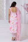 Shop_Label Priyanka Kar_Pink Crepe Embroidery V-neck Hand Kurta Set _at_Aza_Fashions