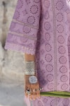 Karaj Jaipur_Purple Cotton Lace V-neck Work Kurta And Pant Set _Online_at_Aza_Fashions