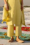 Shop_Karaj Jaipur_Lavender Kota Doria, Cotton Sequins Lime Green Work Kurta Set _Online_at_Aza_Fashions