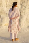 Shop_Karaj Jaipur_Pink Kota Doria, Cotton Patti, Mirrors Round Neck Pastel Kurta Set _at_Aza_Fashions