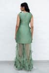 Shop_Chambray & CO._Green Silk, Organza Embroidery Round Neck Sage Floral Kurta Set _at_Aza_Fashions