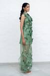 Buy_Chambray & CO._Green Silk, Organza Embroidery Round Neck Sage Floral Kurta Set _Online_at_Aza_Fashions