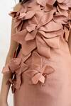 Shop_Chambray & CO._Pink Silk, Net Fabric Flowers Round Neck Hand Embroidered Dress 