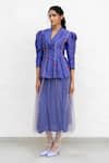 Shop_Chambray & CO._Purple Chanderi Silk, Silk, Net Embroidery V-neck Jacket And Skirt Set _Online_at_Aza_Fashions