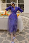 Buy_Chambray & CO._Purple Chanderi Silk, Silk, Net Embroidery V-neck Jacket And Skirt Set _at_Aza_Fashions