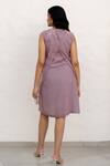 Shop_Chambray & CO._Lilac Silk, Organza, Crepe Embroidery Round Neck Hand Overlay Dress _at_Aza_Fashions