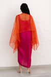 Shop_Chambray & CO._Orange Organza, , Linen, Chanderi Embroidery, Pink And Kaftan Skirt Set _at_Aza_Fashions