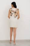 Shop_Chambray & CO._Ivory Silk, Cotton, Linen Fabric Flowers Round Irena Designer Dress With Overlay _at_Aza_Fashions