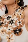 Buy_Chambray & CO._Ivory Silk, Cotton, Linen Fabric Flowers Round Irena Designer Dress With Overlay 