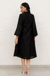 Shop_Chambray & CO._Black Chanderi Silk, Cotton Embroidery V-neck Hand Dress _at_Aza_Fashions