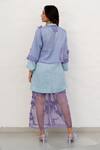Shop_Chambray & CO._Lilac Organza, Silk, Linen Fabric Flowers, Embroidery Open Neck, Pant Set _at_Aza_Fashions