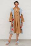 Buy_Chambray & CO._Brown Silk, Organza, Cotton, And Powder Blue Dress Set _at_Aza_Fashions