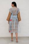 Shop_Chambray & CO._Brown Silk, Organza, Cotton, And Powder Blue Dress Set _at_Aza_Fashions
