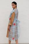 Chambray & CO._Brown Silk, Organza, Cotton, And Powder Blue Dress Set _Online_at_Aza_Fashions