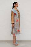 Buy_Chambray & CO._Brown Silk, Organza, Cotton, And Powder Blue Dress Set _Online_at_Aza_Fashions