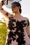 Chambray & CO._Beige Tulle, Chanderi Silk Embroidery Round Neck And Black Hand Dress _Online