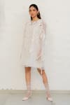 Chambray & CO._Ivory Organza, Chanderi Silk, Cotton Embroidery, Applique Overlay Dress With _Online_at_Aza_Fashions