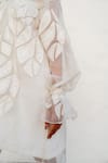 Buy_Chambray & CO._Ivory Organza, Chanderi Silk, Cotton Embroidery, Applique Overlay Dress With 