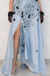 Buy_Chambray & CO._Blue Chanderi Silk, Cotton Embroidery Sweetheart Neck Powder Hand Dress 