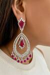 Shop_PRERTO_Red Imitation Gemstones Yanam Ruby Diamonte Necklace Set _at_Aza_Fashions