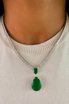 Buy_PRERTO_Emerald Green Diamonds, Gemstones Noelle Infinity Necklace Set_at_Aza_Fashions