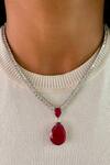 Buy_Prerto_Red Gemstones Noelle Infinity Ruby Diamond Set _at_Aza_Fashions