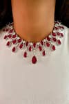 Buy PRERTO Red Gemstones, Ruby Infinity Necklace Set at Aza Fashions Buy_PRERTO_Red Gemstones, Ruby Infinity Necklace Set _at_Aza_Fashions