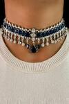 Buy_PRERTO_Sapphire Stones, Bally Diamonte Necklace Set_at_Aza_Fashions